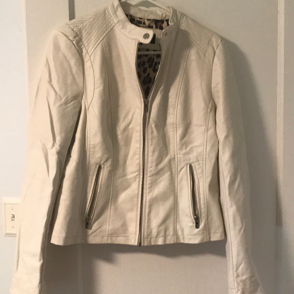 White faux leather jacket